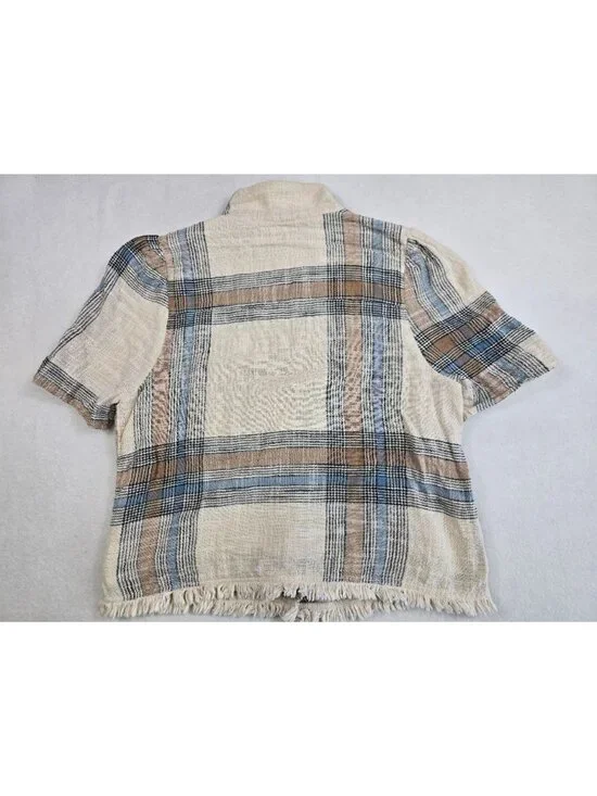 Plaid 100% Cotton Sleeveless Dress & Cropped Button-Up Shirt Top Set 16 XL - Picture 12 of 13